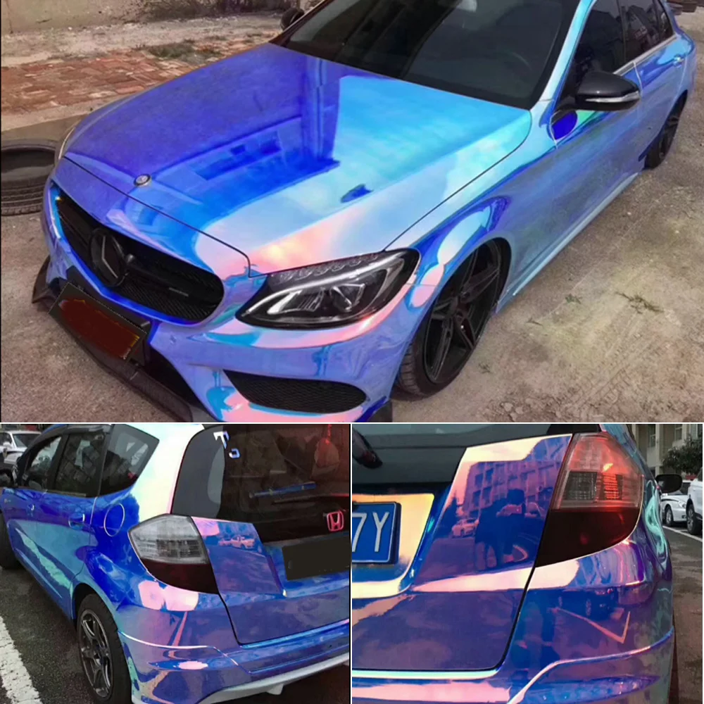 1 35メートル 10ホロクロームブルー紫虹ネオ車体ビニールラップステッカーデカールロールpvcメッキフィルム Aliexpress