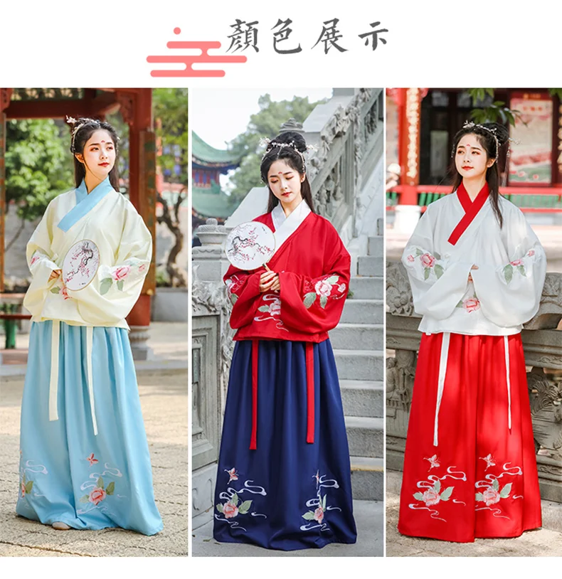 Женский Hanfu Традиционный китайский древний народный танцевальный костюм праздничный наряд Мин Цин вышивка принцесса фея платье набор DL4993