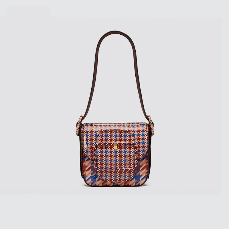 

Fashion Houndstooth small flap women shoulder bags High Quality belt handbag luxury pu leather messenger bag female plaid purse