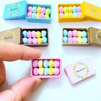 NEW 1:12 Miniature Macaron 1PCS Alloy Box+ 10pcs Mini Macaron for Blyth Barbies OB11 1/6 BJD Dollhouse Kitchen Play Toys 1