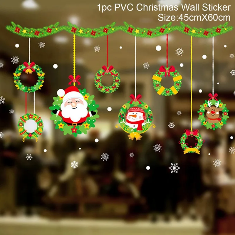Huiran Christmas Window Stickers Wall Christmas Window Wall Decor Merry Christmas Decor for Home New Year Sticker Door Deco - Цвет: Кофе