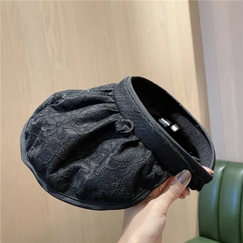 

Hat female 2020 summer new lace empty top hat female sunscreen sun visor big brim shell hat