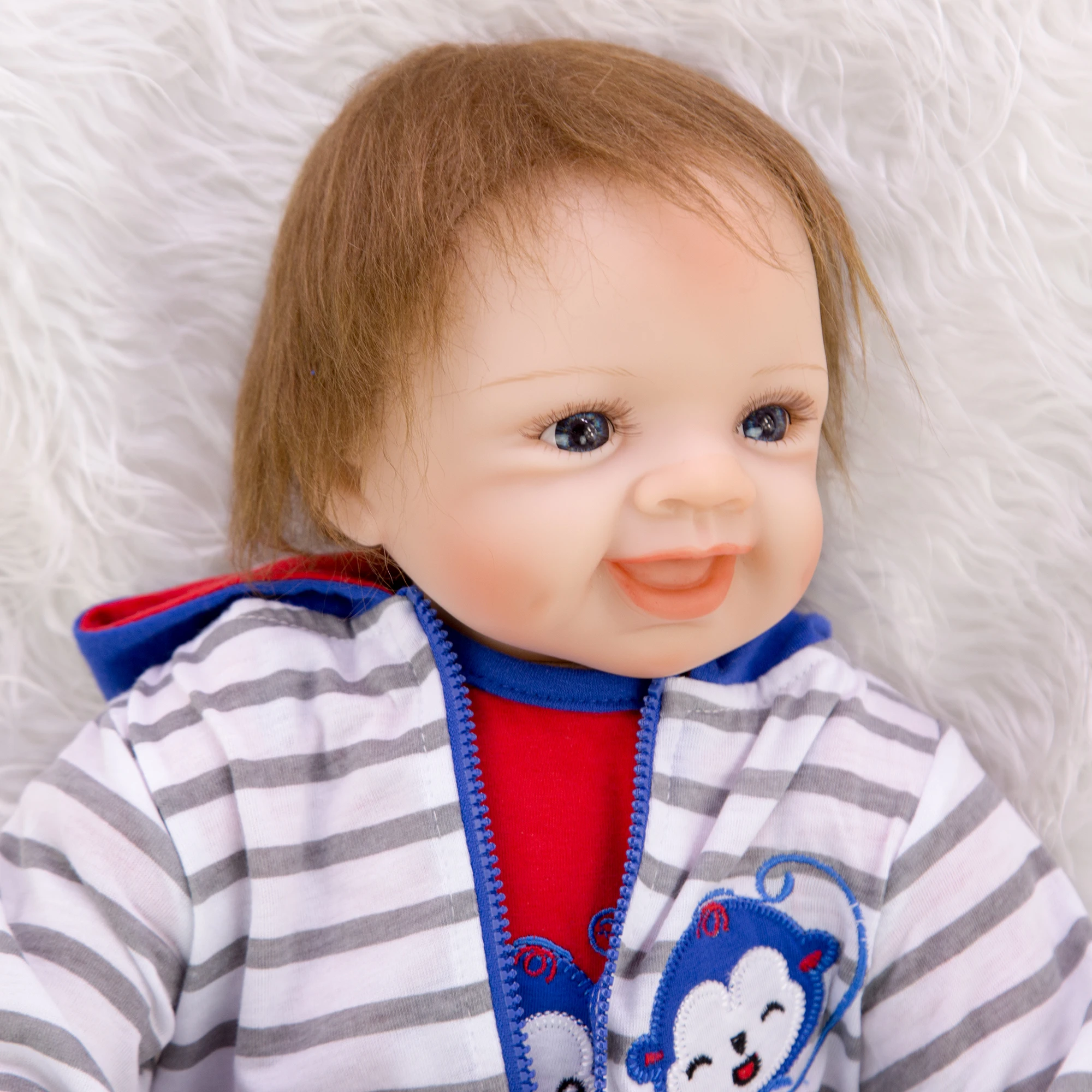 KEIUMI Real Like Smiling 22 ''Reborn Baby Boy мягкий силиконовый винил 55 см PP Хлопок боди Reborn куклы