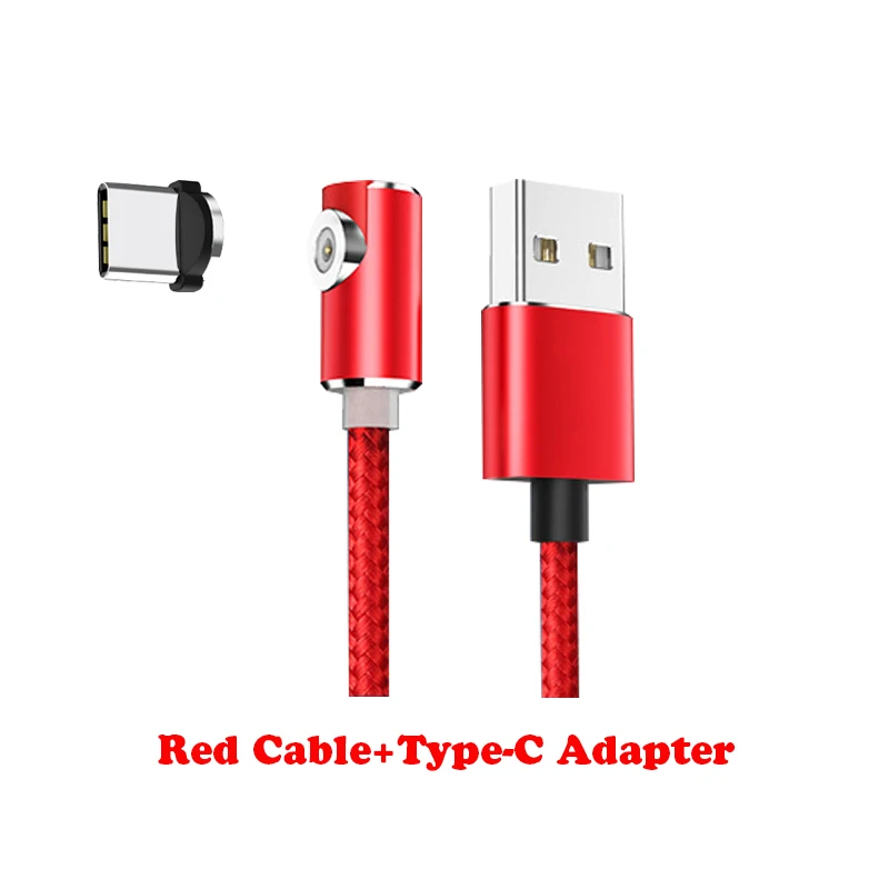 Магнитный usb-кабель для зарядки 1 м/2 м, адаптер Micro usb type C, зарядное устройство с углом 90 градусов, кабель для быстрой зарядки для iPhone huawei - Цвет: Cable-Type-C