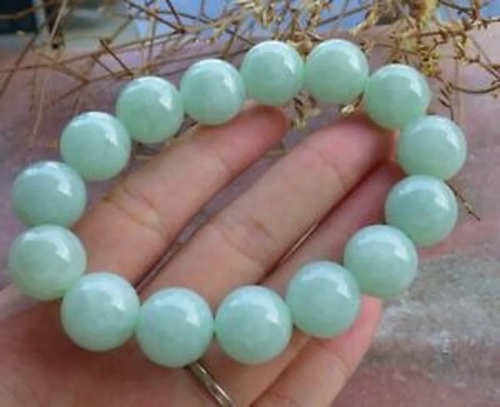 

Certified Green Burma A JADE Jadeite Bead Lotus Flower Bangle Bracelet 13mm