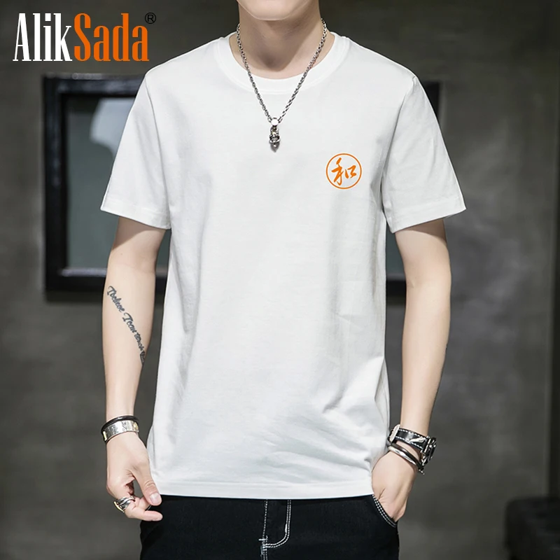 

Men Chinese Letters Printed O-Neck T Shirts Streetwear 2021 Hip Hop Chinese Character Casual Short Sleeve Tops Tees Tshirts Men
