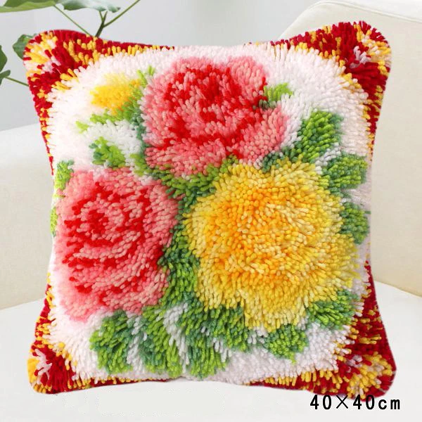 Розовый Набор подушек с крючками-защелками, подарочный набор, сделай сам, рукоделие, вязание крючком, подушка, незавершенная пряжа, Набор для вышивки, наволочка с животными - Цвет: Розовый