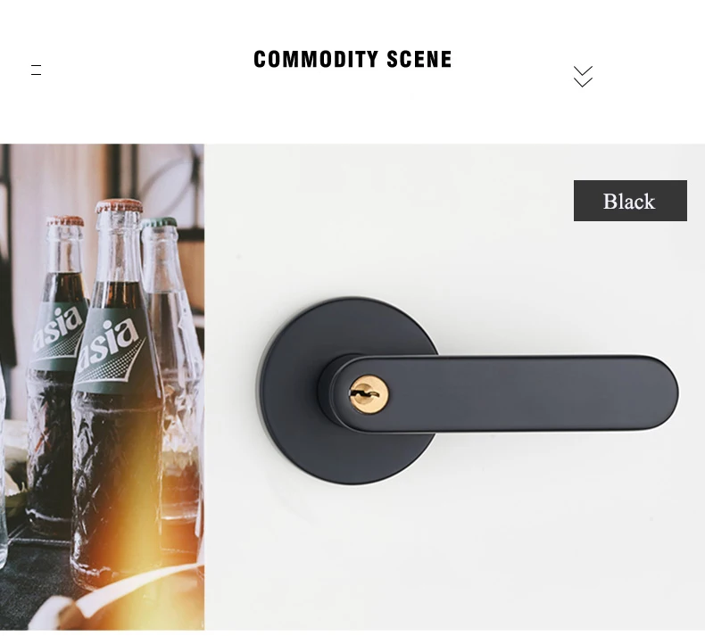 Description Picture 6 of item4color/ door handles for Interior doors Wave shape Front Back Lever latch lock cylinder American Modern Wood Interior Door lock