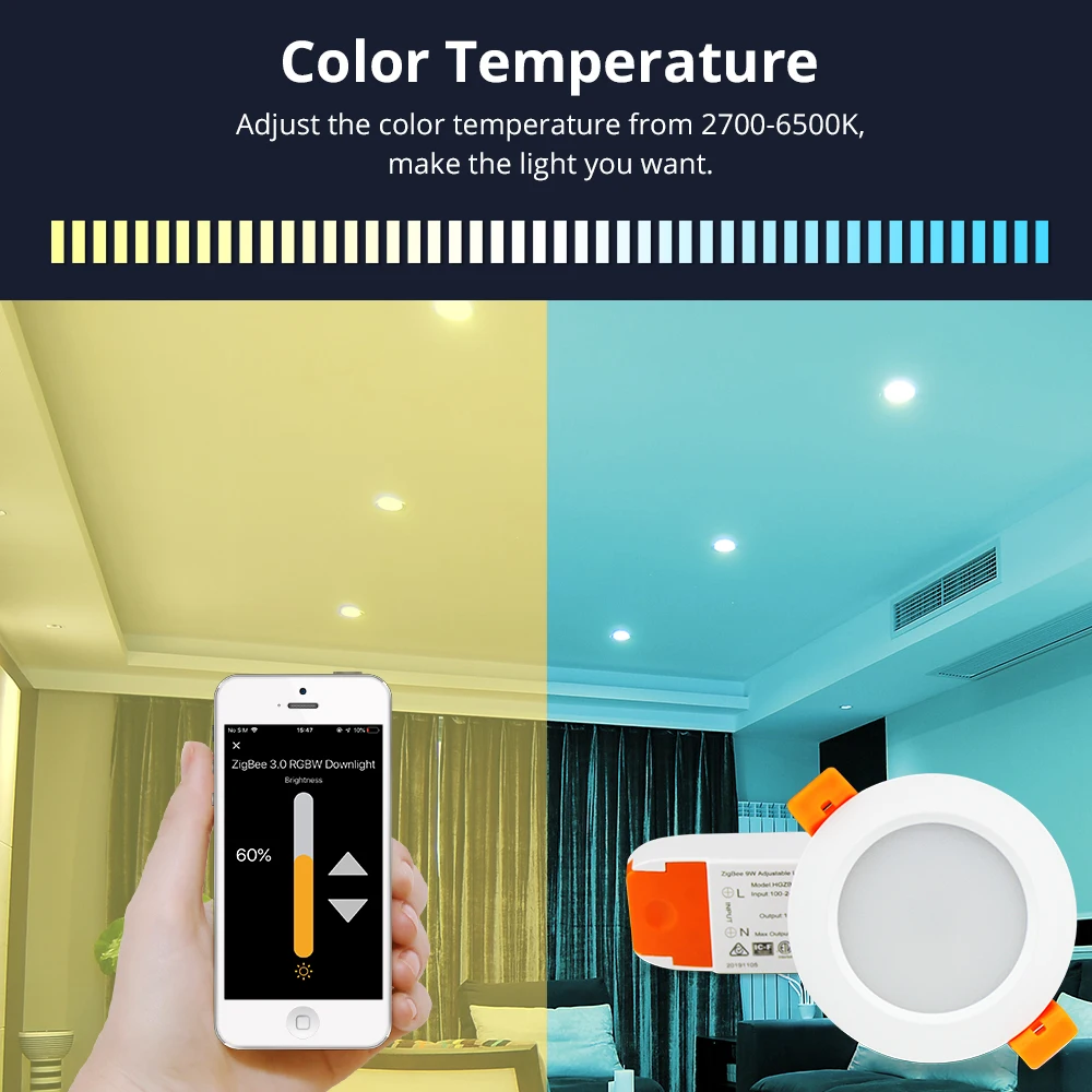 ZigBee 3,0 Smart RGBW 2,5 дюймов светильник вниз светодиодный светильник лампа работает с Amazon Echo Plus непосредственно умный светильник ing решение