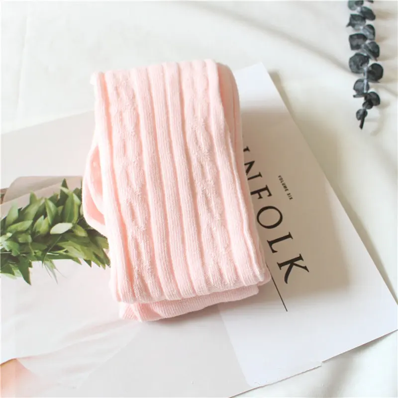 pink Зимние однотонные колготки для малышей хлопковые чулки для новорожденных колготки для девочек, теплые детские колготки одежда для маленьких девочек, колготки - Цвет: pink
