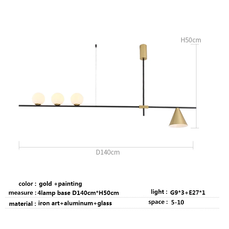 Скандинавский стеклянный шар люстра светильник ing современная спальня/Кабинет Подвесной светильник Арт деко светильник домашняя люстра - Цвет абажура: 4lamp gold A