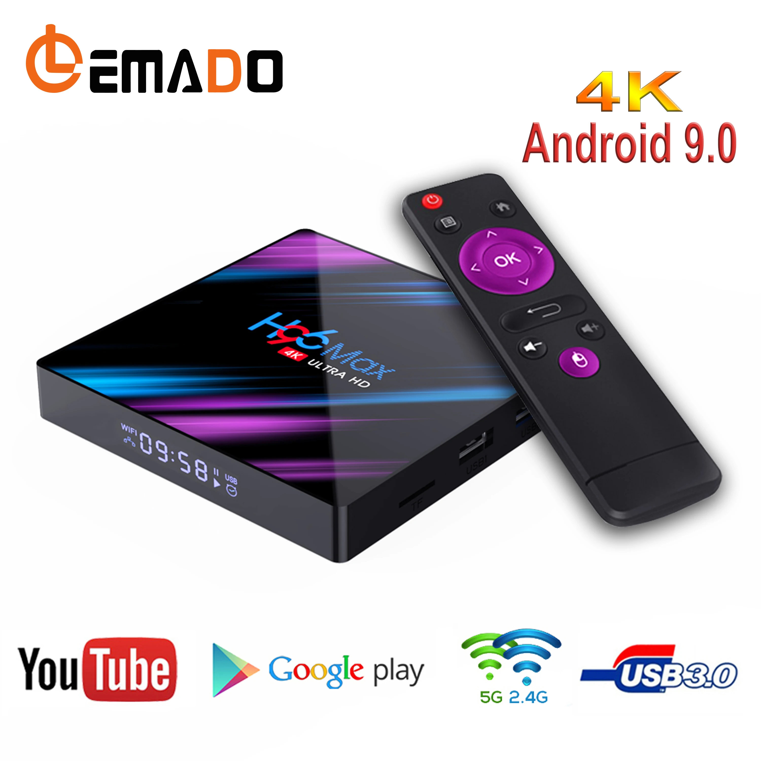 

LEMADO H96 MAX RK3318 TV Box Android 9.0 4GB RAM 64GB ROM WIFI 2.4G&5G Support USB 3.0 HDMI 2.0 3D 4K HDR Netflix Smart TV Box