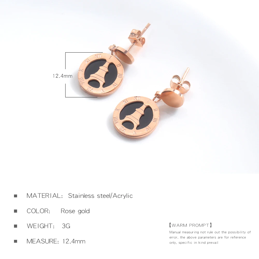 EyeYoYo 316 сталь круглые цифры серьги гвоздики для женщин розовое золото Париж мода