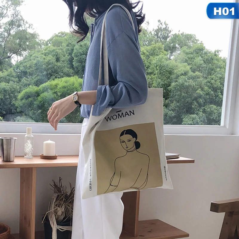 01 Новая модная Корейская простая женская сумка из парусины Harajuku сумка через плечо сумка для покупок - Цвет: 01