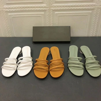 

SUOJIALUN Brand Design Women Slip On Slides Summer Outdoor Narrow Band Slipper Shoes Ladies Low Heel Beach Flip Flops Shoes