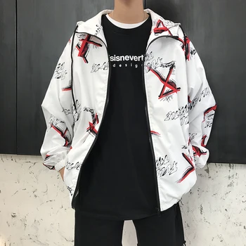

Spring New Jacket Men Fashion Printing Casual Hooded Jacket Man Streetwear Wild Loose Hip Hop Bomber Jacket Male Outwear M-3XL