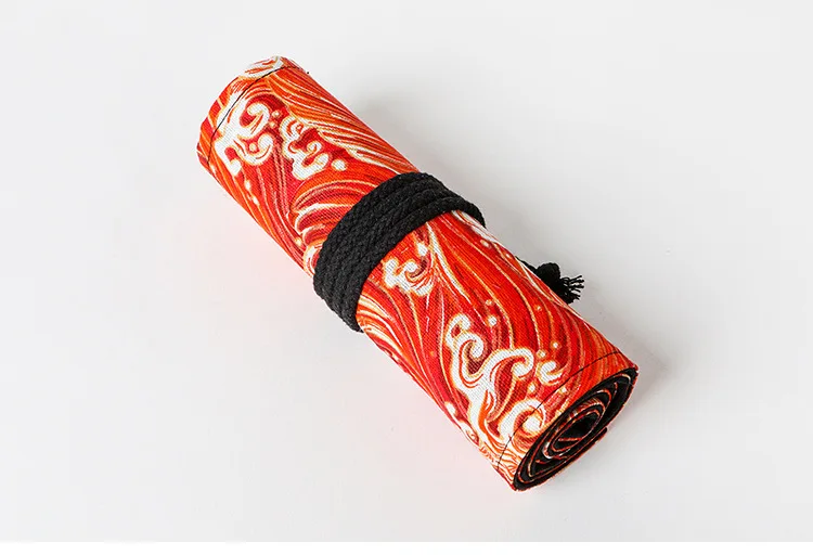 Japanese and wind-printcanvas brush 12 24 36 48 72-well large-capacity volume pen bag sketch color pencil case