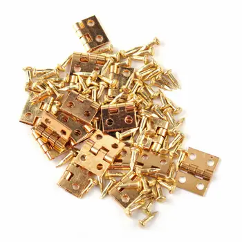 

20pcs mini metal hinges and screws for 1/12 mini furniture cabinet brass hinge doll house mini cabinet closet