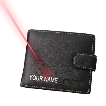 

Free Engraving Your Name Genuine Wallet Man Classic Black or Coffee Short Style Thin Money Case Purse Portfolio