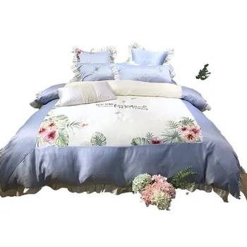 

Wedding Cotton Embroidery Luxury Oriental Bedding set King Queen size Bed set Duvet cover Bed Sheet Pillow Cases 4pcs
