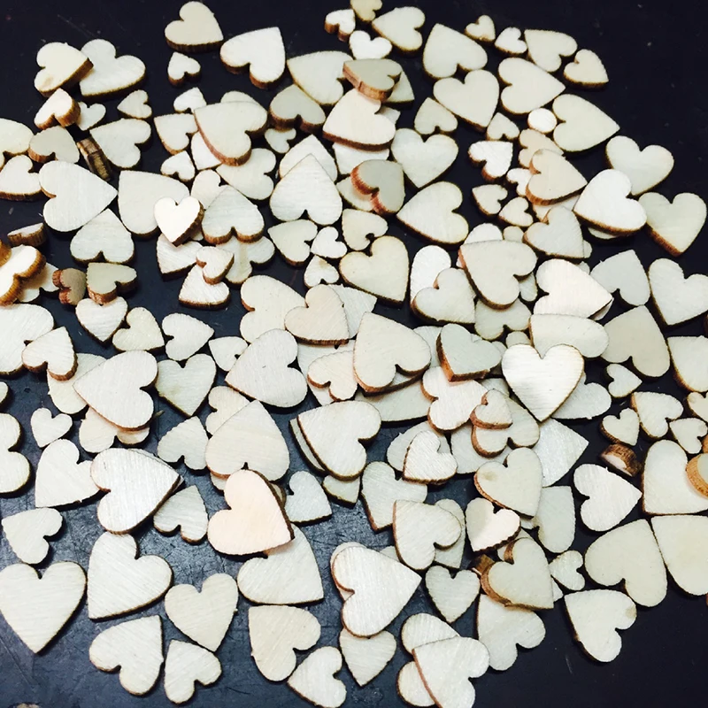 

100pcs 4 Size Mixed Love Heart Shape Rustic Wooden Button Wedding Table Scatter Decoration Home Decor DIY handmade love wood
