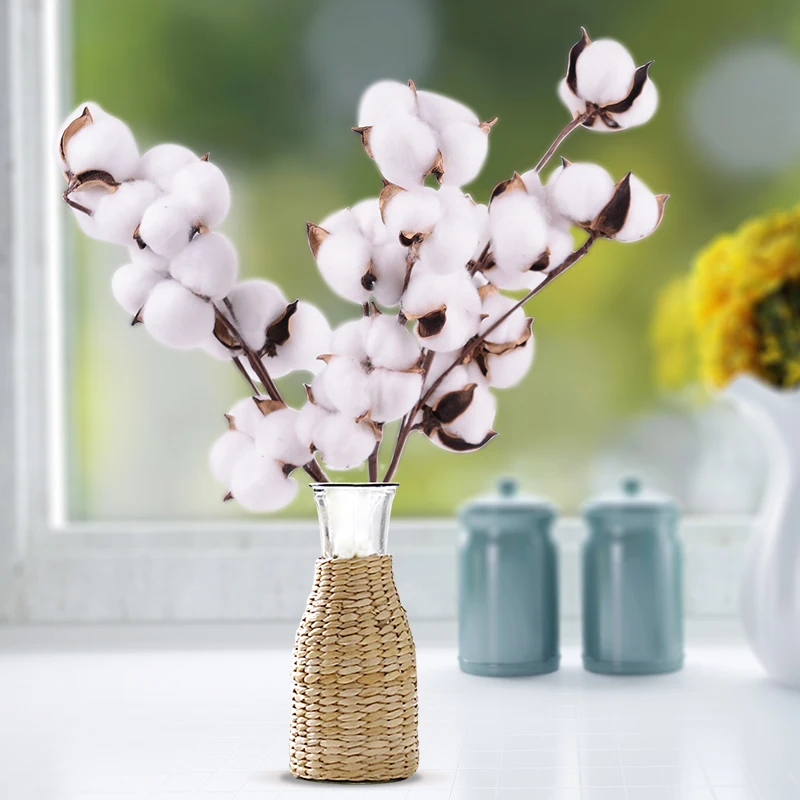 Натуральный сушеный хлопок Цветочный стебель фермерский дом искусственный цветок для дома Свадебные украшения Diy поддельные растения фото реквизит декор|Искусственные и сухие цветы|   | АлиЭкспресс