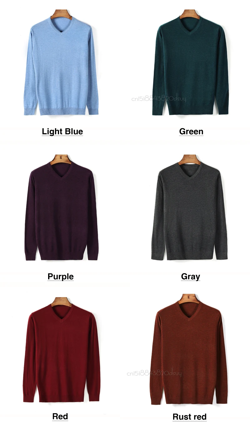 2020 Autumn New Men's V-neck Thin Wool Sweater Classic Style Solid Color Business Casual Pullover Male Brand Clothes