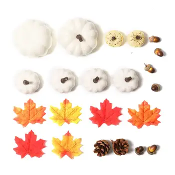 

Artificial Pumpkins Maple Leaf Decoration Set Durable Fall Maple Leaves DIY Acorns Props Halloween Thanksgiving Home Decoration