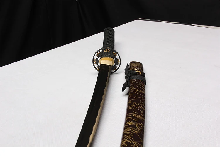 Настоящая катана, японские мечи, цветные, balde samurai Espadas, 1045 углеродистая сталь, ручная работа, острый край, цинк, медная Цуба, коричневая оболочка