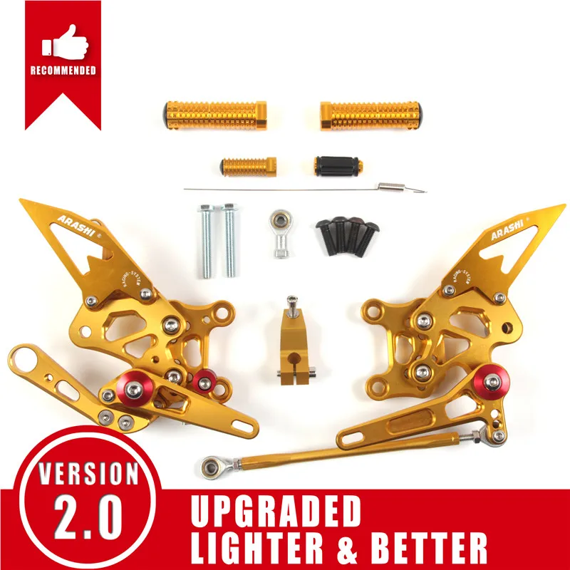 Arashi для APRILIA RSV4 R 2009 2010 2011 2012 CNC регулируемые Подножки Rider Rearset подножки RSV4R 09-12 - Цвет: Gold