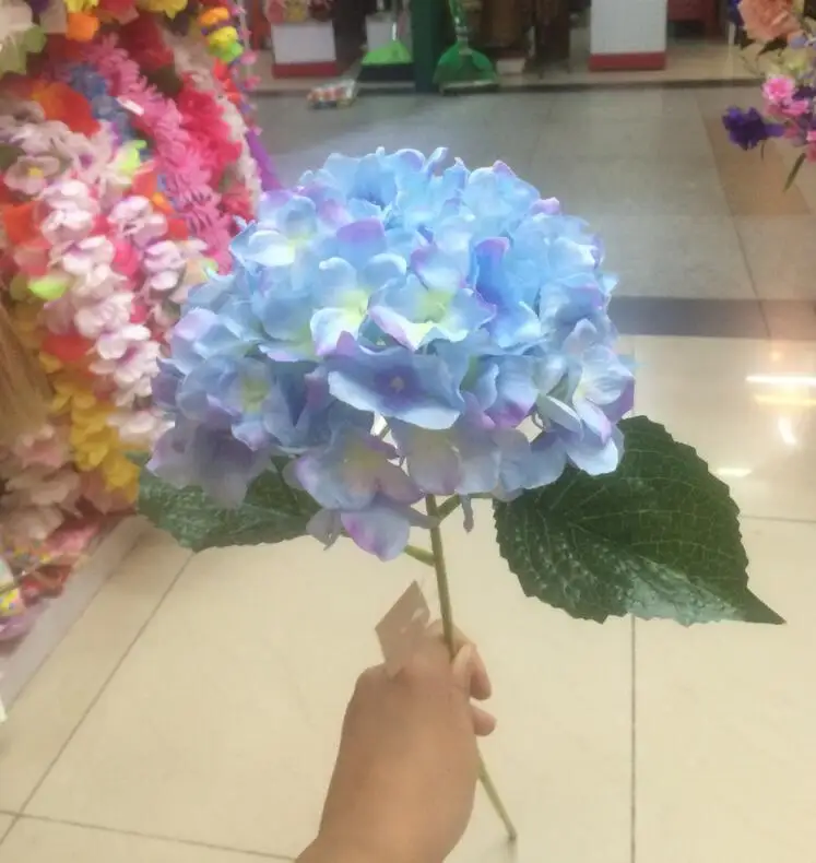 Artificial Hydrangea Flower 80cm/31.5" Fake Silk Single Hydrangeas 6 Colors for Wedding Centerpieces Home Party Decorative Flowe