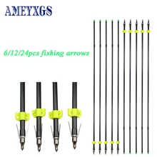 

6/12/24pcs Archery Fishing Arrow Fiberglass Arrows OD 8mm With 100grain Shooting Fish Arrowhead Bowfishing Hunting Accessories