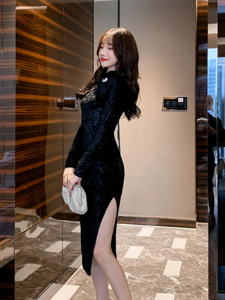 Китайское платье женское традиционное атласное платье cheongsam сексуальное qipao с высоким разрезом для свадебной вечеринки элегантная винтажная Ципао