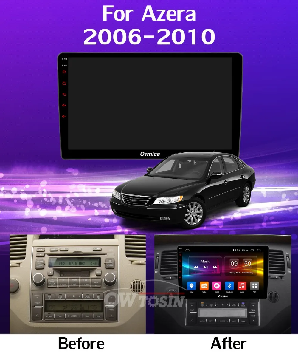 Clearance 1Din 360°Panoramic Android 9 8Core 4+64G GPS Radio DSP CarPlay Car Multimedia Player for Hyundai Azera 2006 2007 2008 2009 2010 7