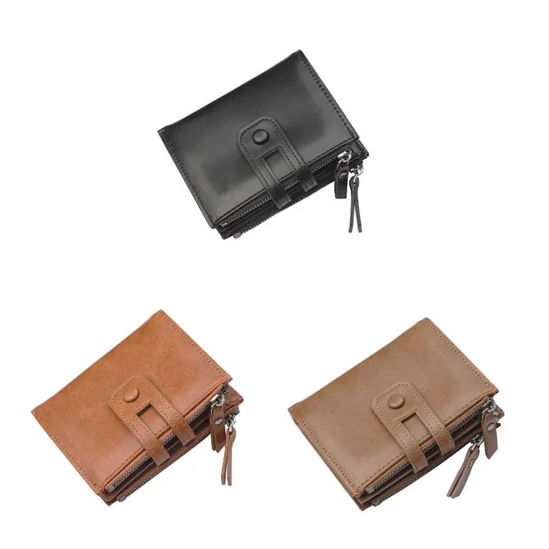 Short Retro Wallet Multi-Function Zipper Coin Purse Large Capacity Card Package For Men