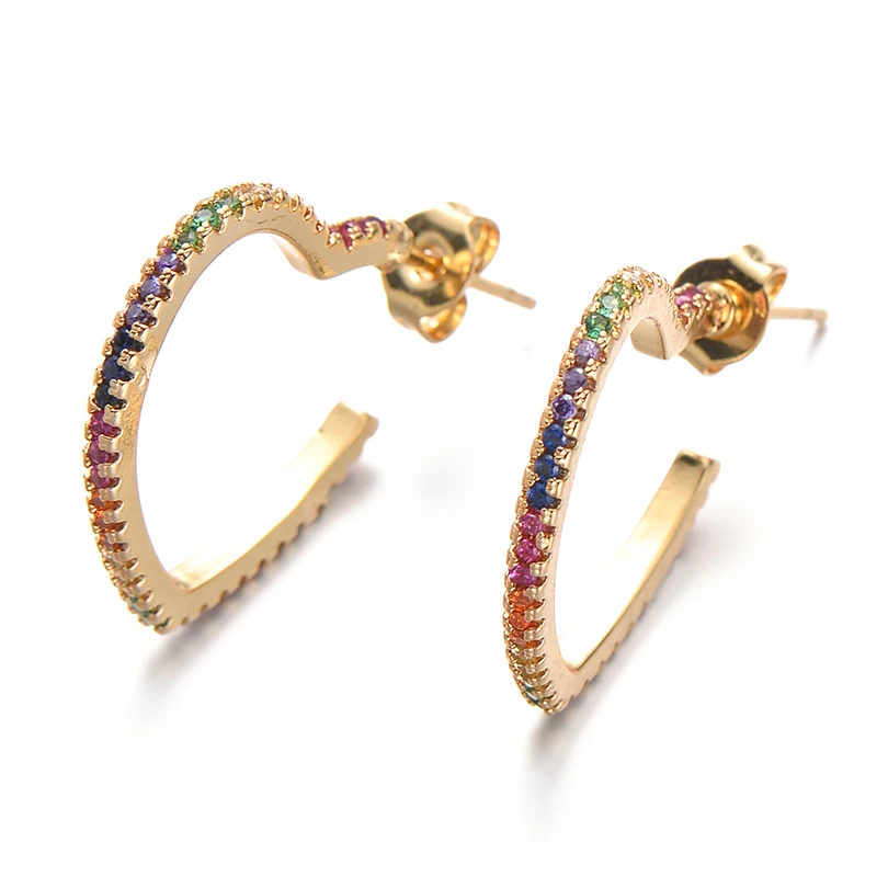 gold Pipitree модные серьги в форме сердца для женщин Свадебные микро украшенное кубическими камнями циркониевые сережки с хрусталем ювелирные кольца Pendientes - Окраска металла: gold