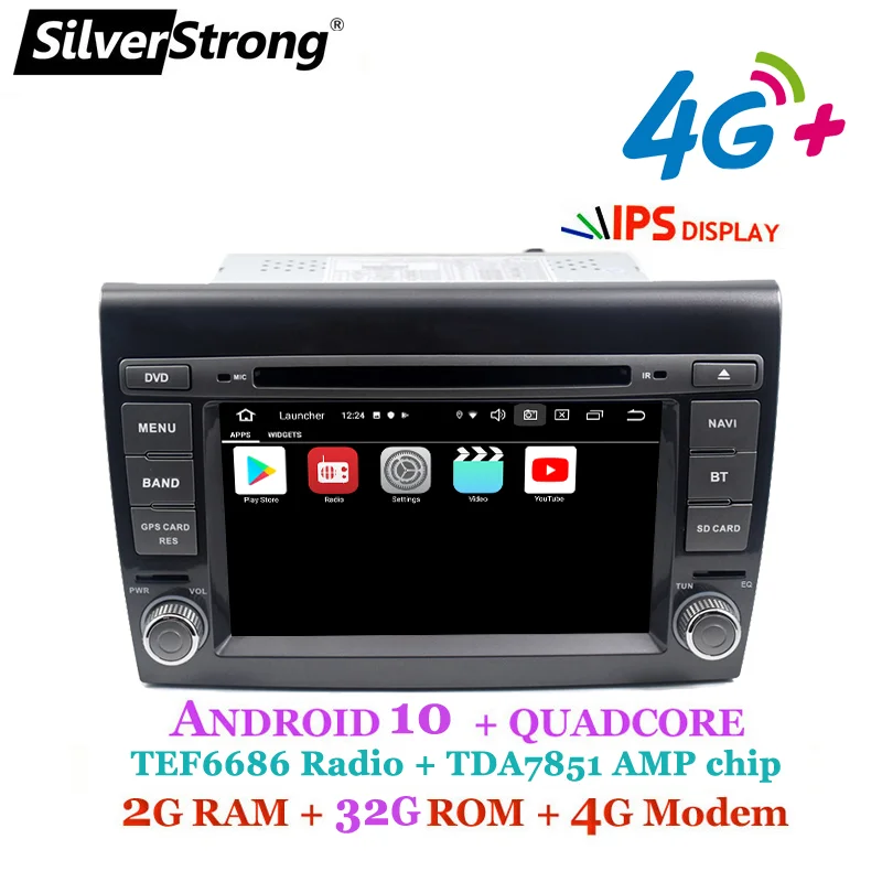 SilverStrong 2 Din Android 10 автомобильный dvd плеер для Fiat/Bravo 2007 2008 2009 2010 2011 2012 радио GPS