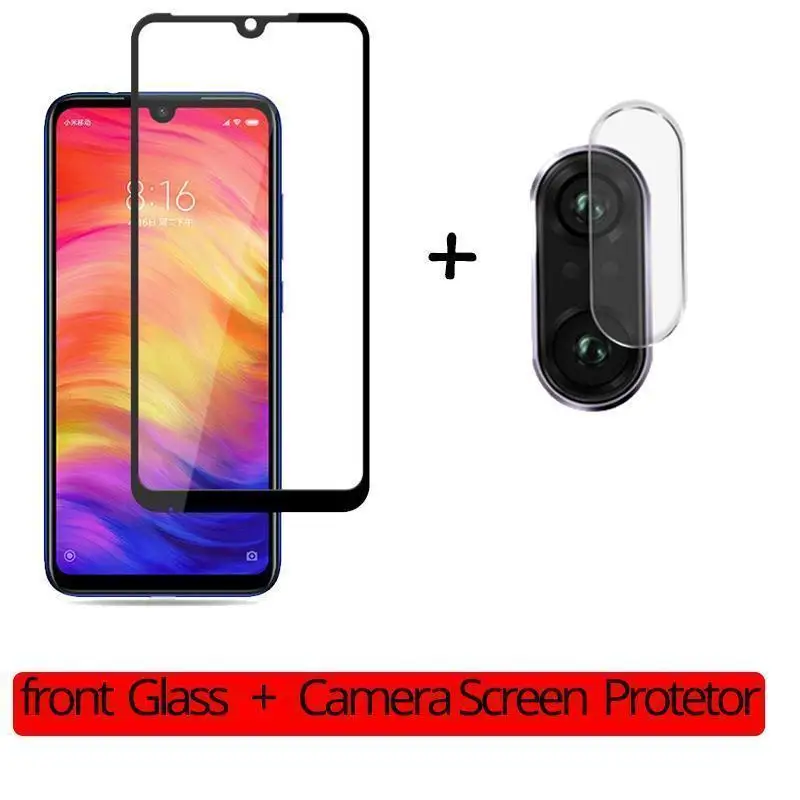 Камера объектив HD Стекло на Redmi Note 8T 8Pro 8A 8 Экран Защитная крышка для Xiaomi Redmi Note7 Pro 7A 7 закаленное Стекло 2-в-1 пленка - Цвет: 2-in-1 Glass