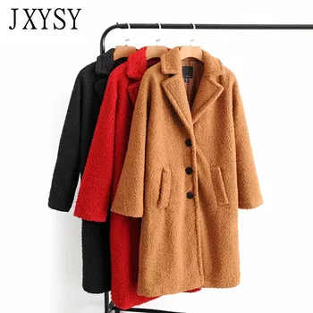 

JXYSY Women Blend Coat Autumn Winter New Long Wool Coat Turn-down Collar Thick Warm Outerwear abrigos mujer invierno 2019