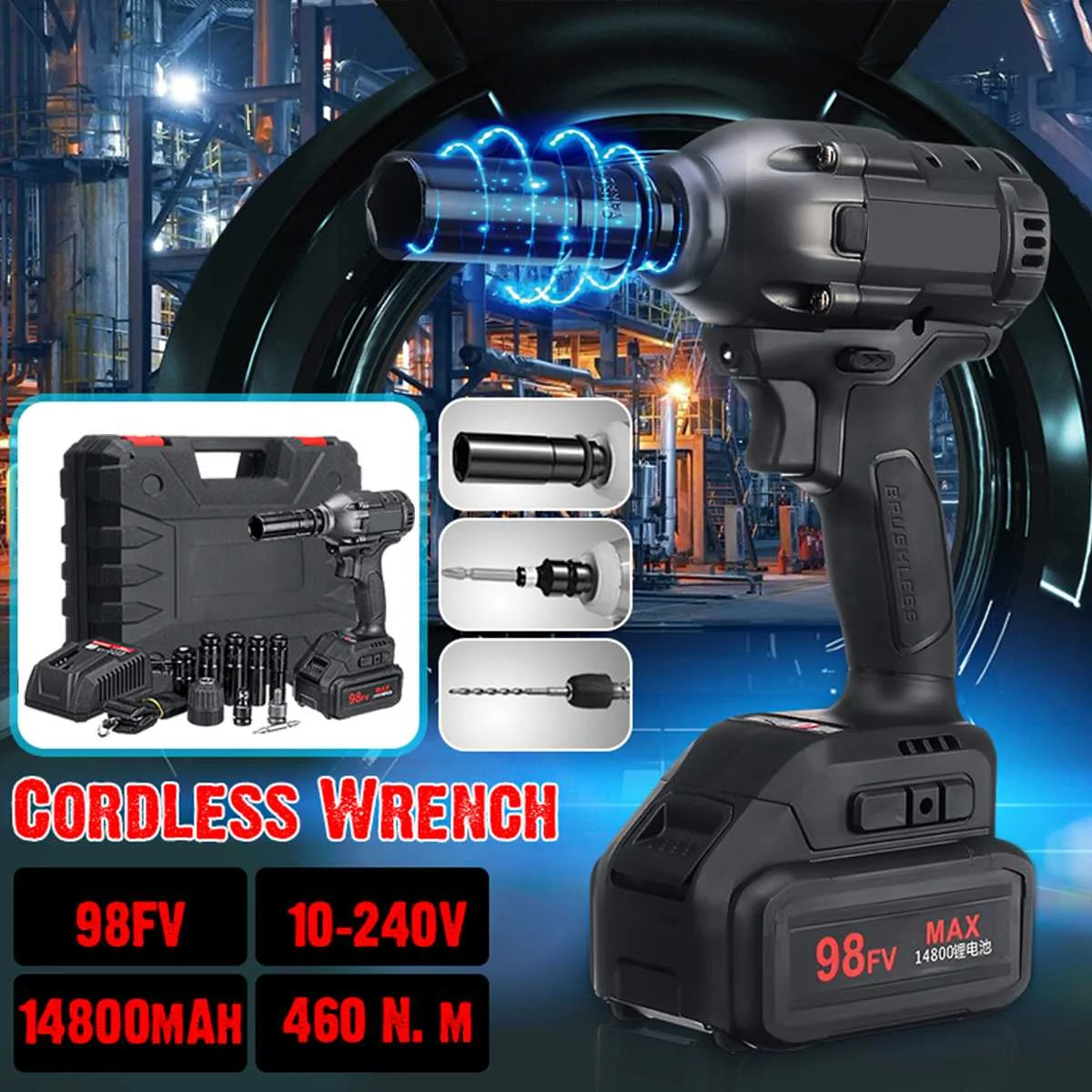

98FV Cordless Electric Screwdriver with LED Light Cordless Wrench Rechargeable Lithium Battery Household DIY Auto Repair Tool