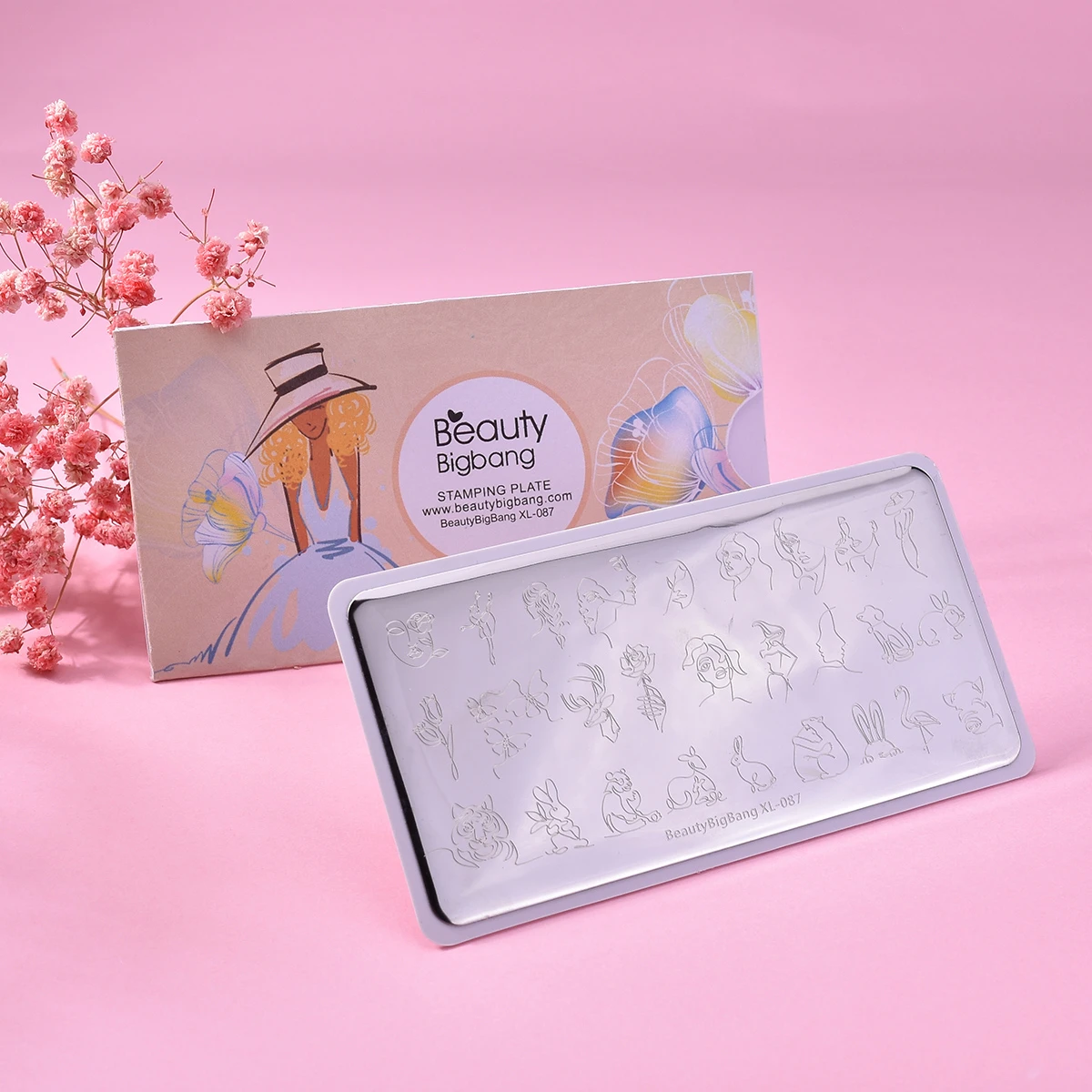 Beautybigbang геометрические пластины для дизайна ногтей штамповки Полосатый тигр кролик изображение лица прямоугольные ногти шаблонные листы с напечатанными изображениями XL-087