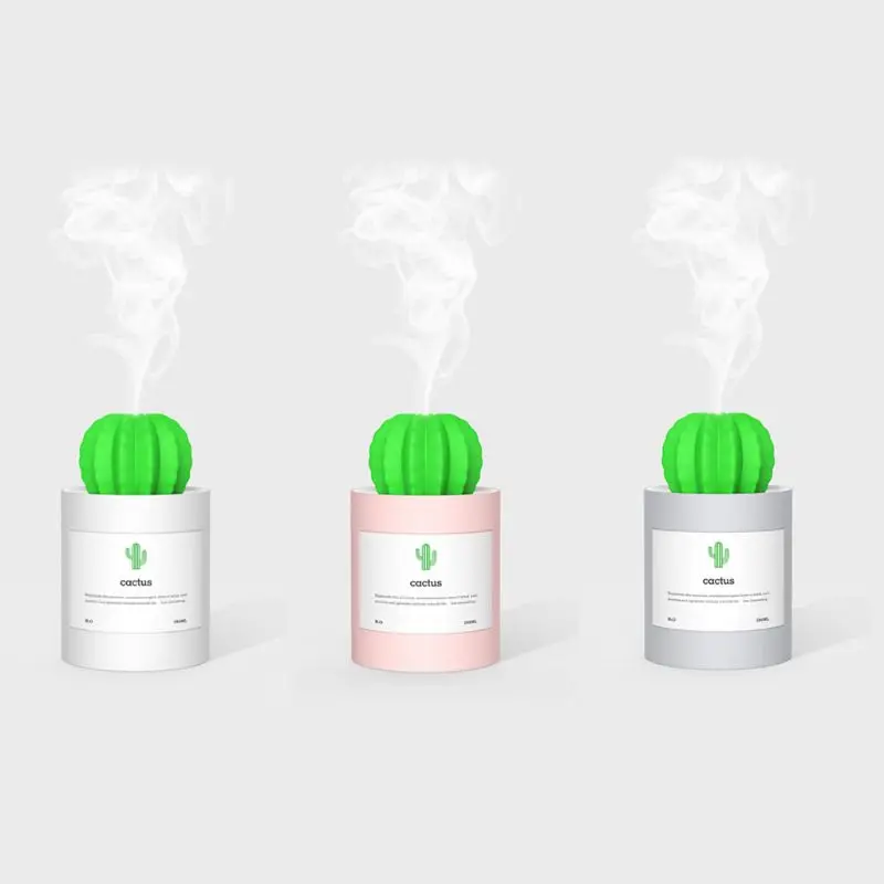 USB Мощность милый кактус диффузор для эфирных масел, ароматерапия ночной Светильник тонкой туман увлажнитель воздуха для дома номер Декор автомобиля