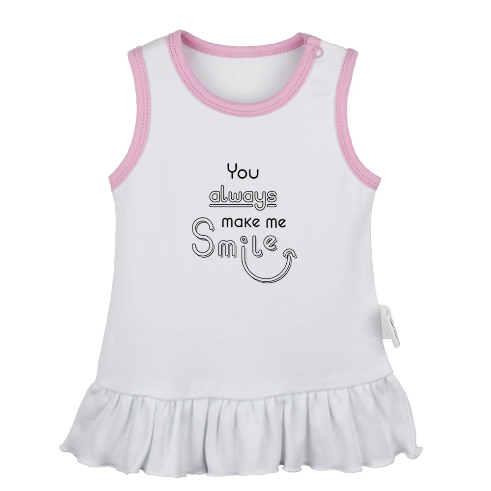 JcBabyYS3178W Дизайн «You always make me smile you are my sunshine»; платья для новорожденных девочек; платье без рукавов для малышей; хлопковая одежда для новорожденных - Цвет: JcBabyYS3178W