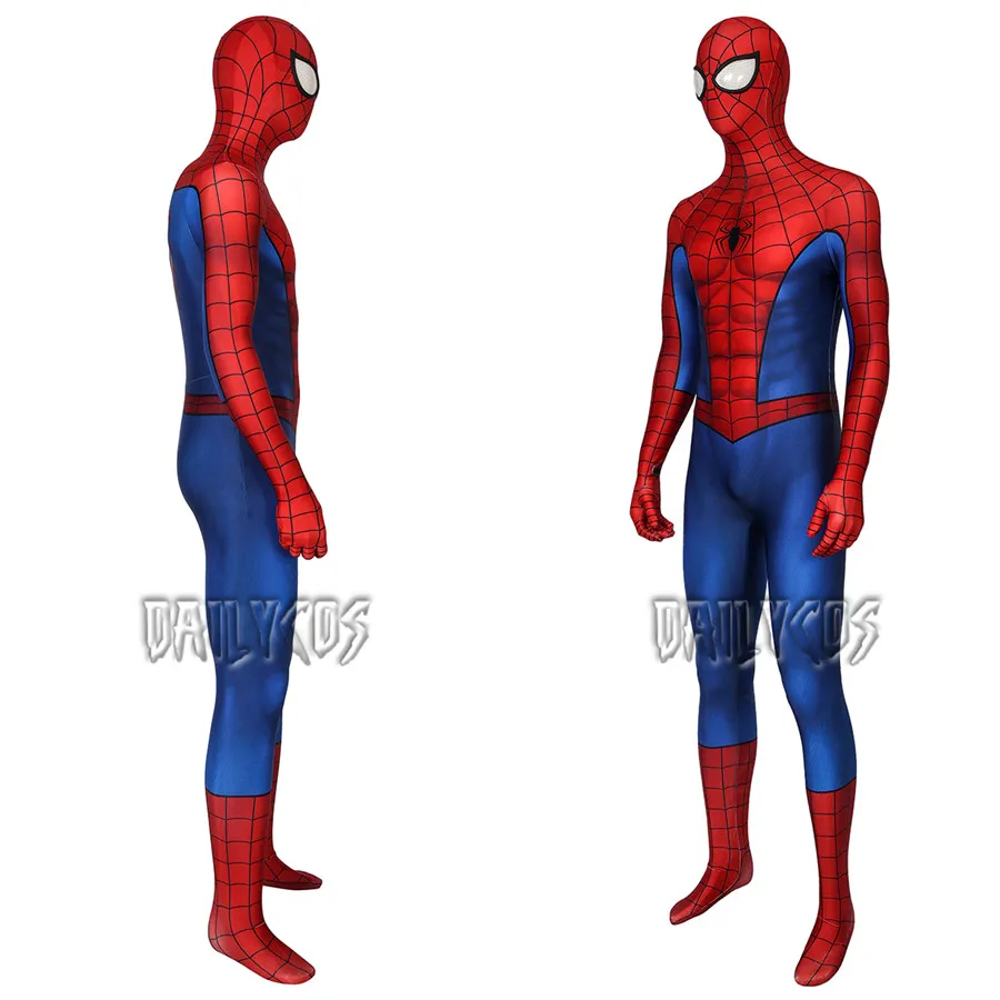 Человек-паук PS4 3D Классический костюм костюмы зентай костюм супергероя Косплей комбинезон с маской взрослое Мужское боди