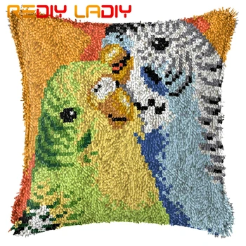 

Latch Hook Kits Make Your Own Cushion Parrots Love Pre-Printed Canvas Crochet Pillow Case Latch Hook Cushion Cover Arts & Crafts