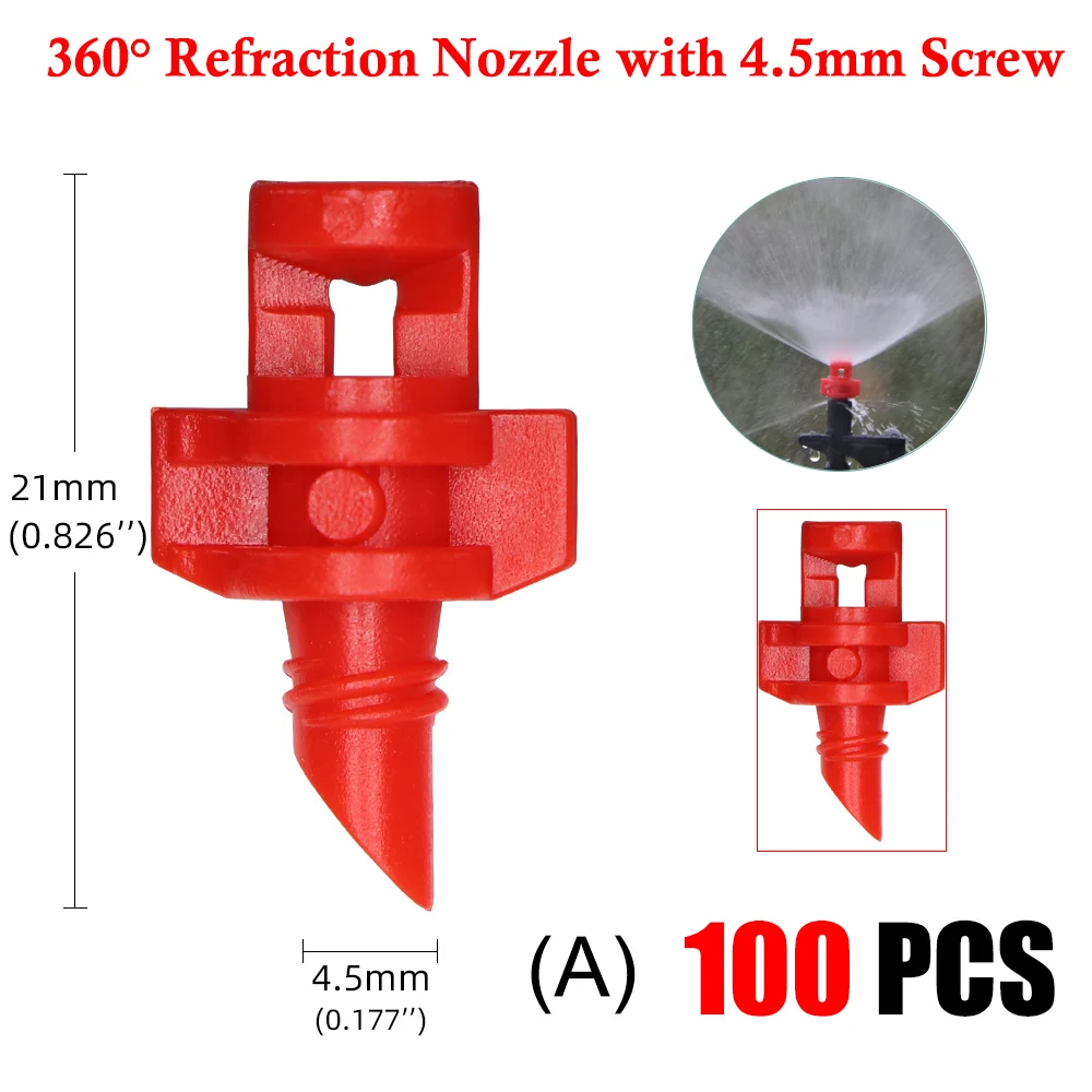Garden sprinkler plants irrigation kits irrigation sprinklers drip irrigation sprinklers garden irrigation nozzle garden sprayer nozzles 100PCS 90/180/360 Degree refraction nozzle garden sprinkler agriculture irrigation plant spray nozzle misting for flowers farm