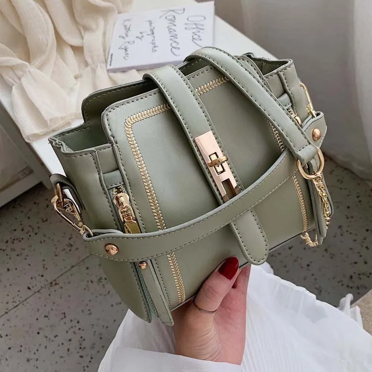 

High Grade Sense Western Style Versatile Shoulder Bag Women's 2019 New Style Textured Lock WOMEN'S Bag Fashion Bag
