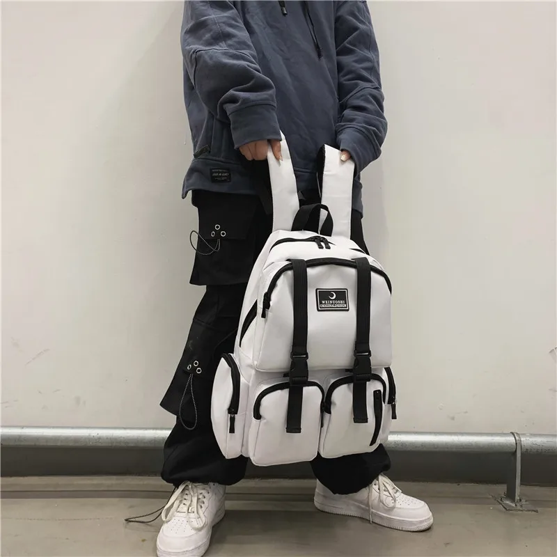 

Schoolbag female tooling cool tide brand backpack Harajuku high school college student couple backpack male