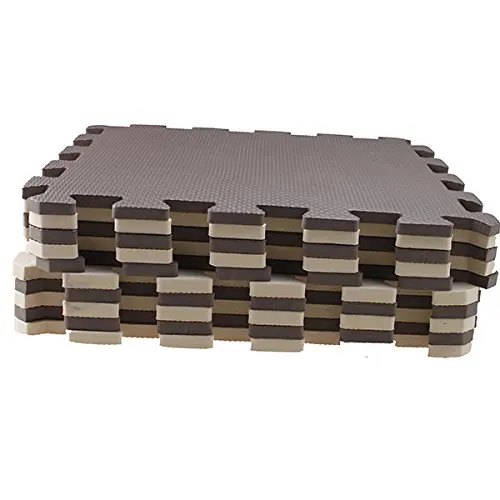 

10 Piece Eva Foam Puzzle Exercise Mat Interlocking Floor Tiles Brown+beige
