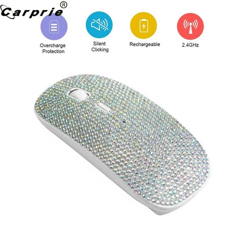 CARPRIE, Ослепительные стразы, покрытые перезаряжаемой 2,4G, беспроводная мышь, 1600 dpi, игровая мышь для ПК, ноутбука, 9NOV